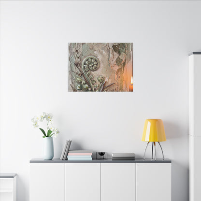 Japandi Fern Unfurling in Candlelight | Texture Canvas Art