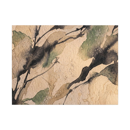 Japandi Shadow Play in Golden Hour | Watercolor Canvas Art Art Print