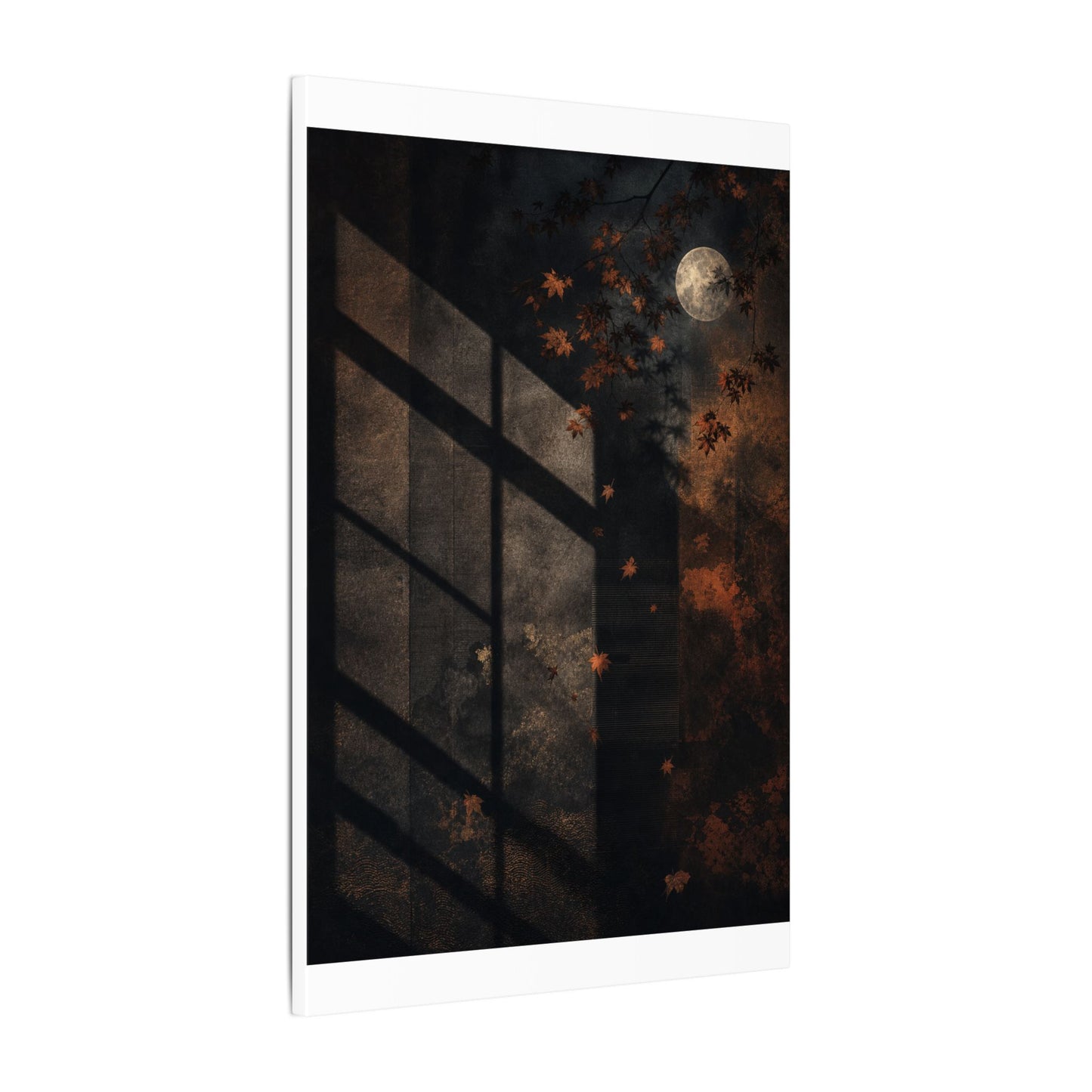 Sophisticated Shadow Play Canvas Art - Dark Texture Dark Japandi