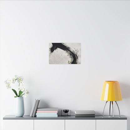 Ink Brushstroke Spring Canvas Art | Dark Japandi Sophisticated Design