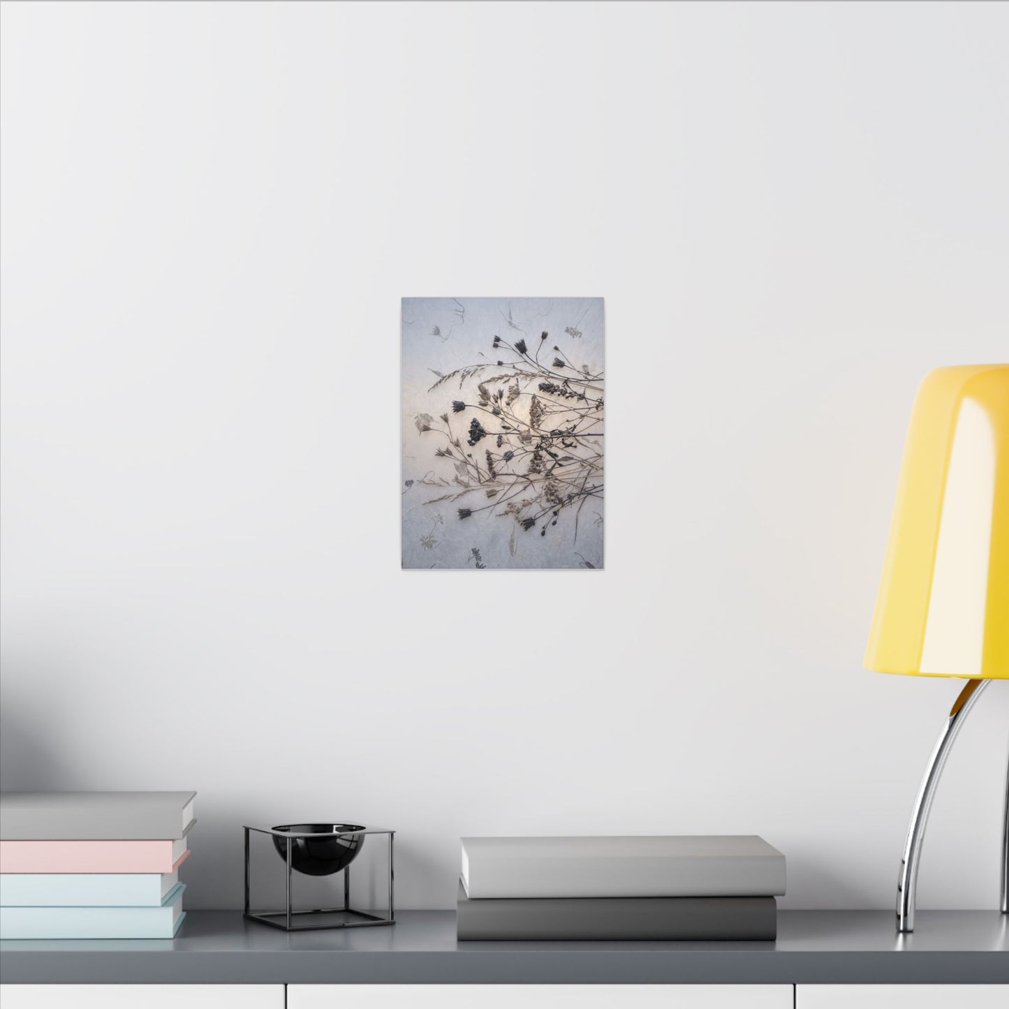 Elegant Dried Flowers Canvas Art - Japanese Pattern Japandi