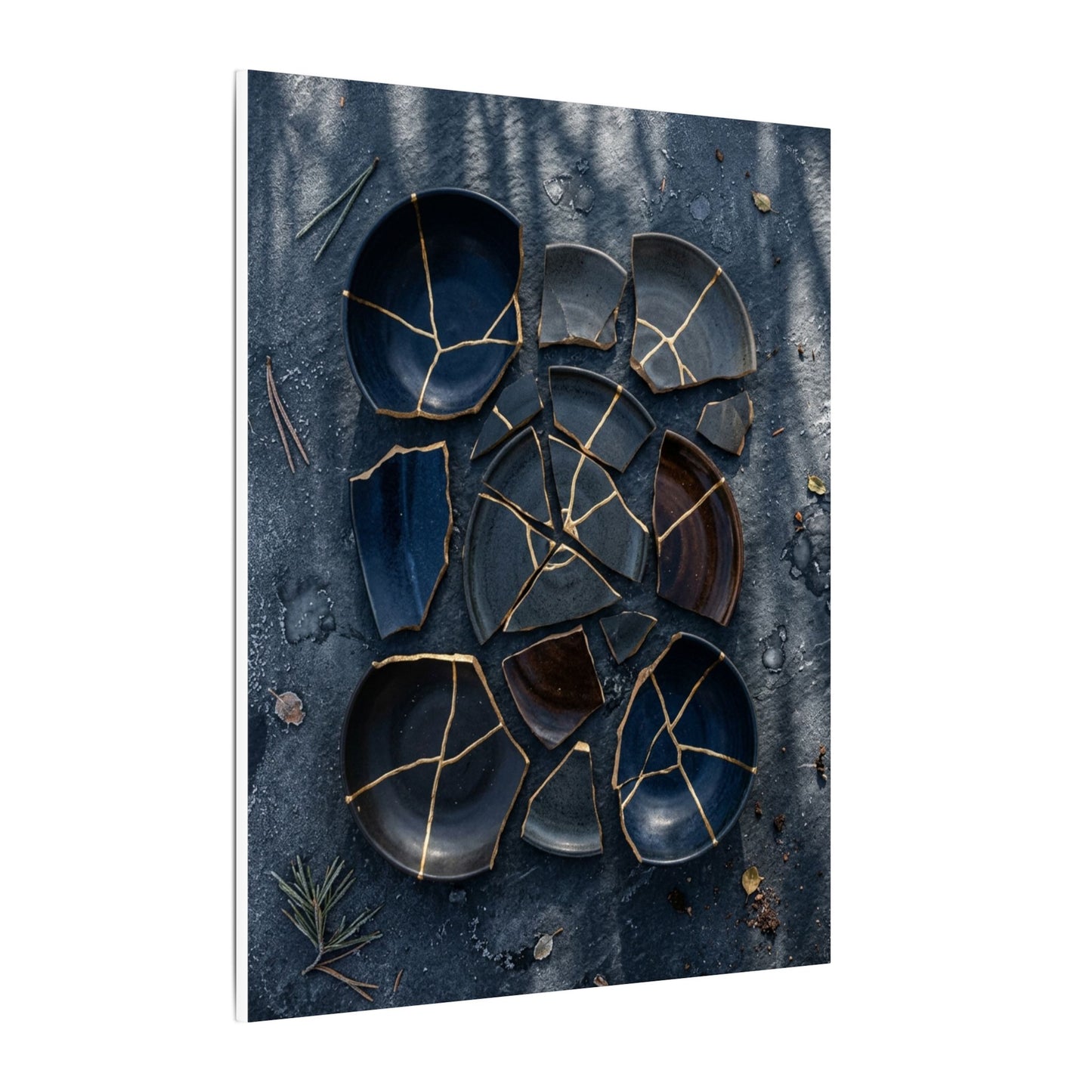 Dark Japandi Broken Pottery in Dappled | Shadow Zen Canvas Art