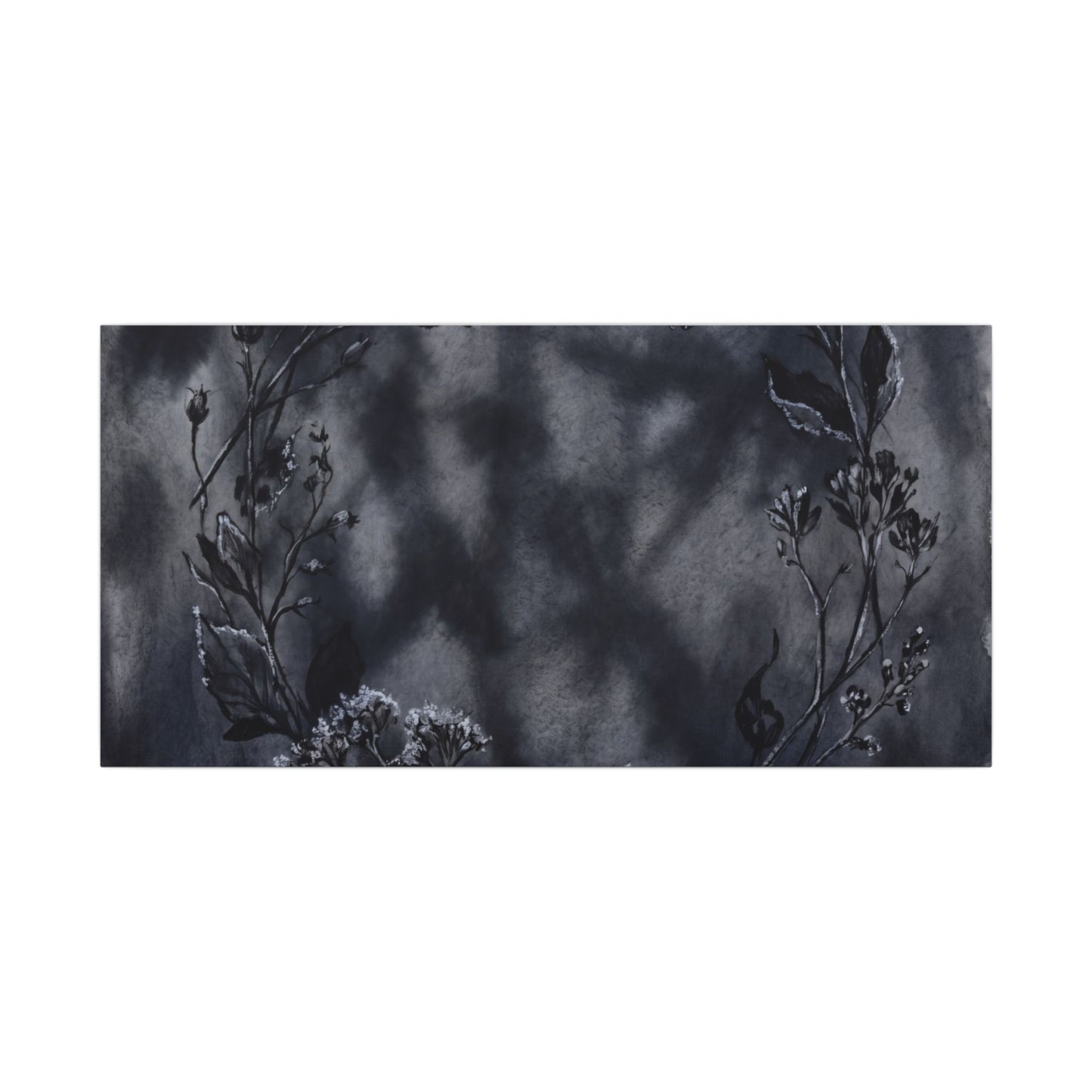 Dried Flowers Canvas Art | Winter Dark Japandi Shadow Zen Art