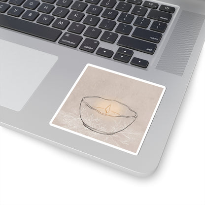 Ma Ceramic Bowl Sticker - Japandi Minimal Line Art Print