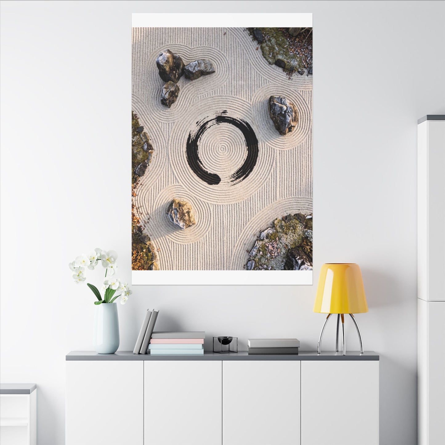 Rock Garden Canvas Art | Winter Zen Enso Art