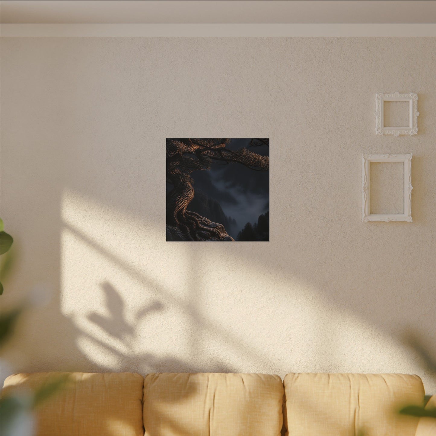 Bold Pine Tree Canvas Art - Shadow Zen Dark Japandi