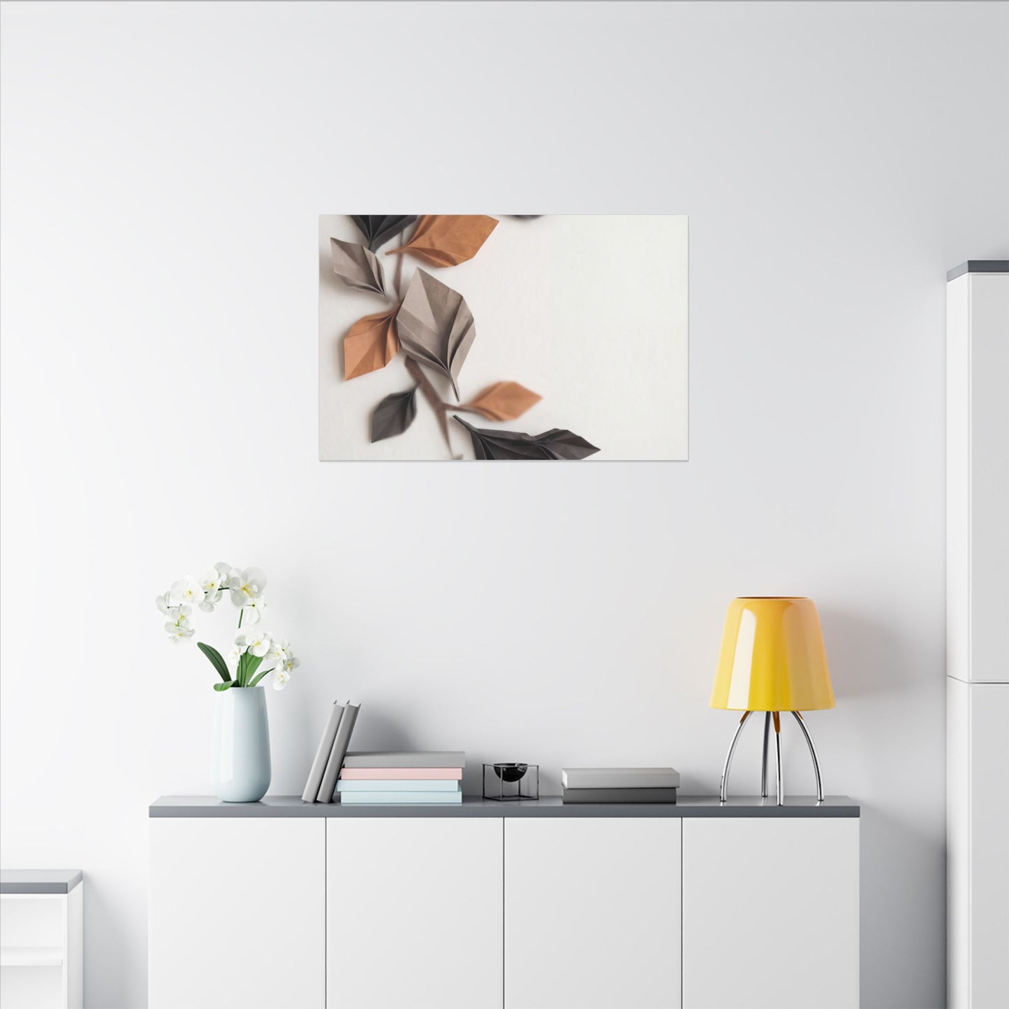 Paper Fold Autumn Canvas Art | Japandi Earthy Design