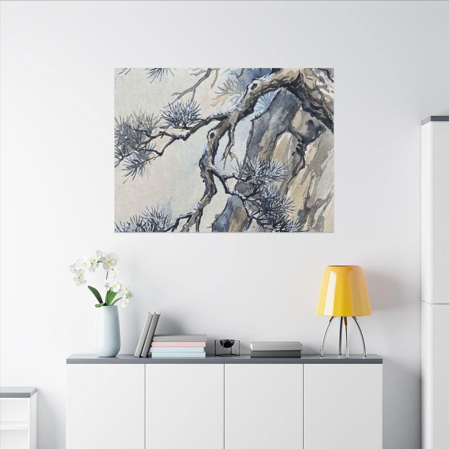 Moonlight Pine Tree Canvas Art - Japandi Seijaku