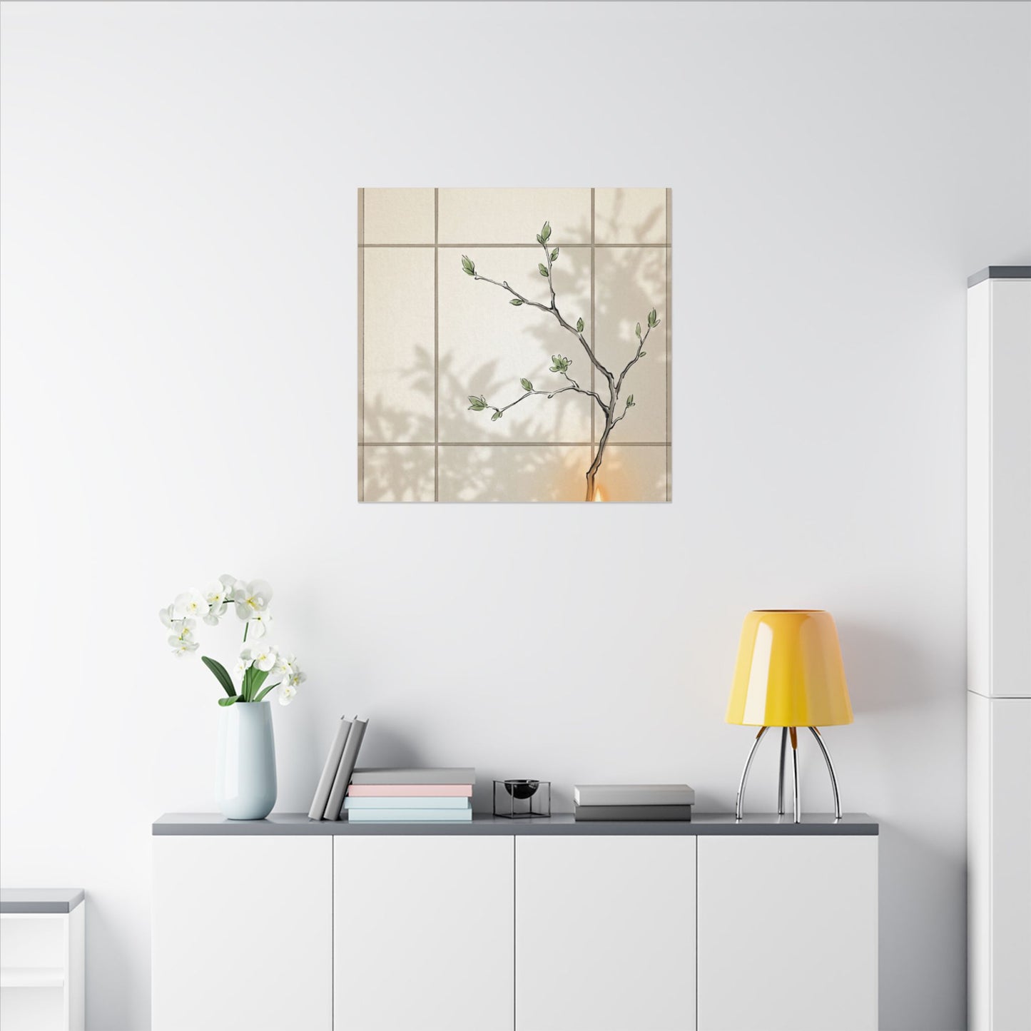 Shoji Screen Spring Canvas Art | Japandi Cozy Design