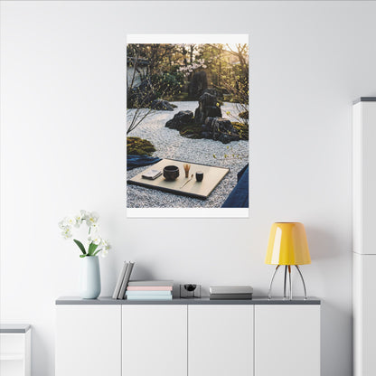 Zen Tea Ceremony in Golden Hour | Karesansui Canvas Art