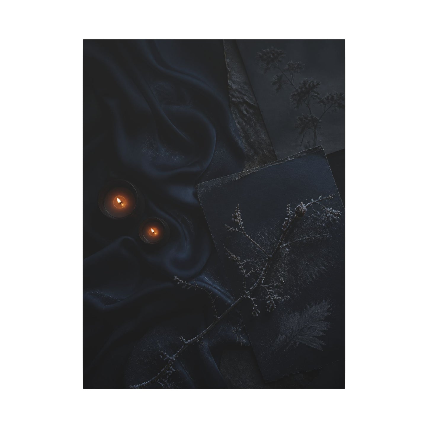 Candlelight Silk Drape Canvas Art - Dark Japandi Kanso