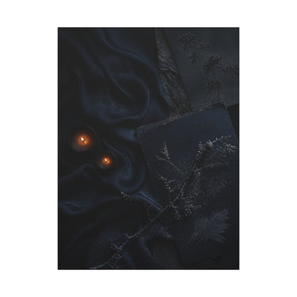 Candlelight Silk Drape Canvas Art - Dark Japandi Kanso