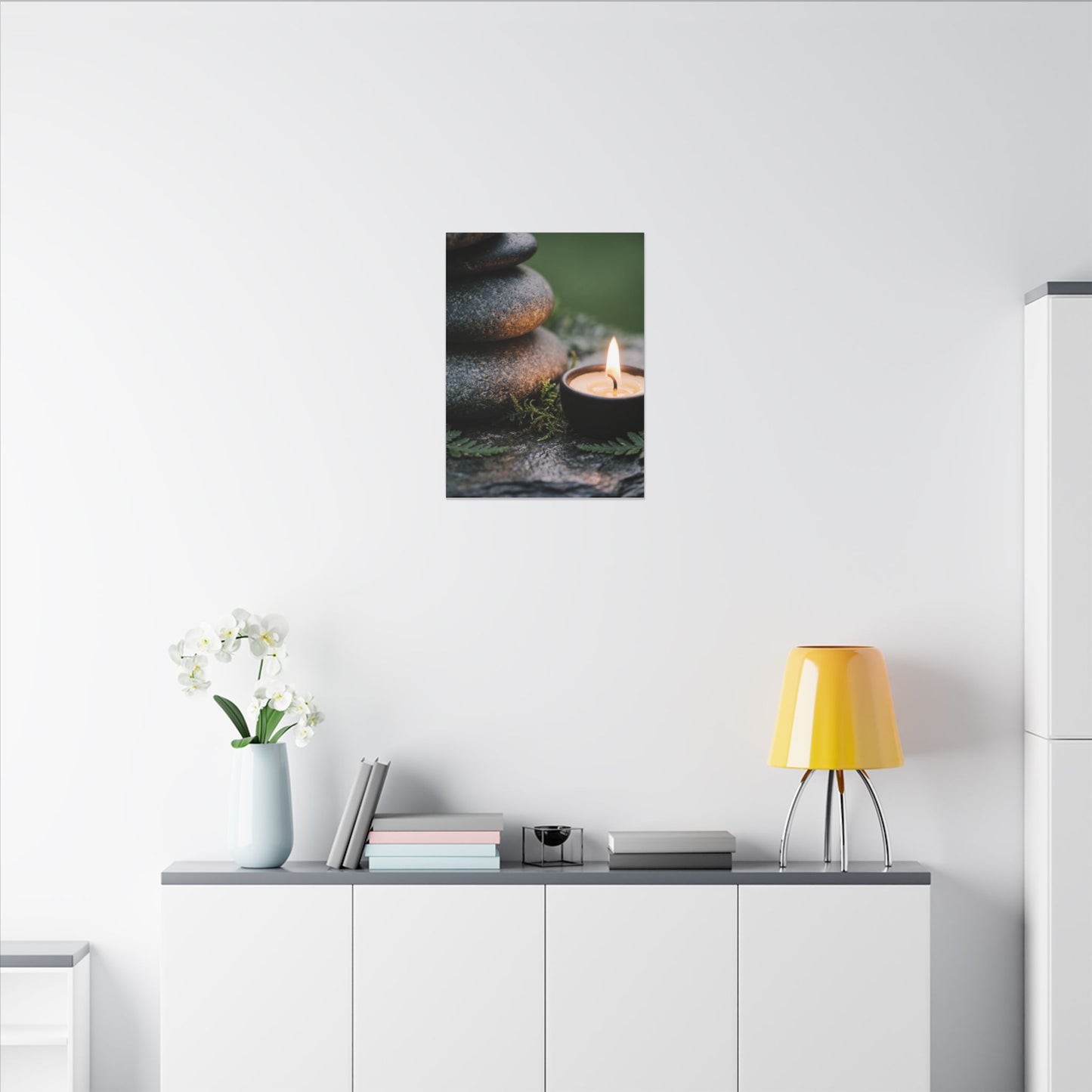 Warm River Stones Canvas Art - Japanese Pattern Japandi