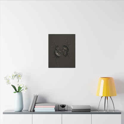 Sophisticated Broken Pottery Canvas Art - Charcoal Ink Dark Japandi