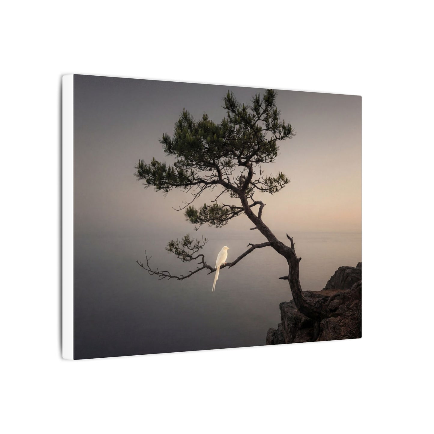 Dawn Pine Tree Canvas Art - Dark Japandi Datsuzoku