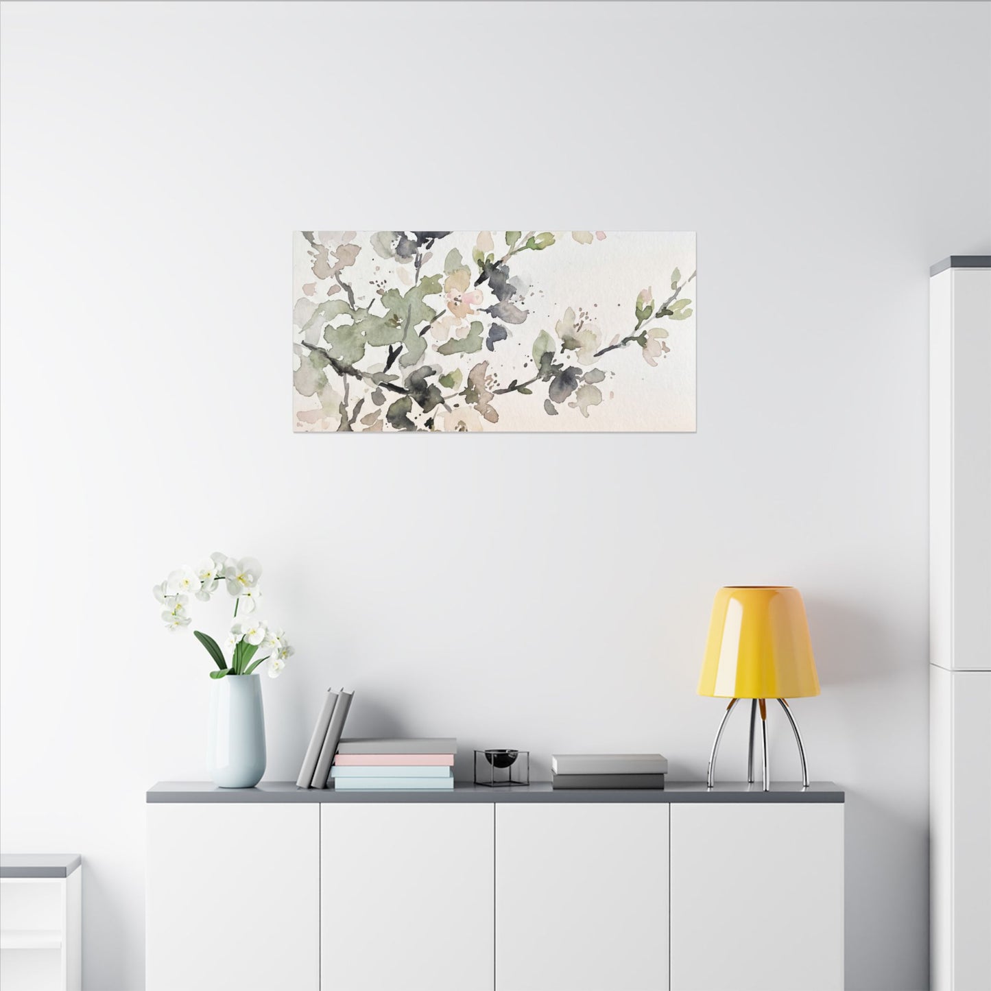 Cherry Blossom Watercolor Canvas Art | Elegant Japandi Art