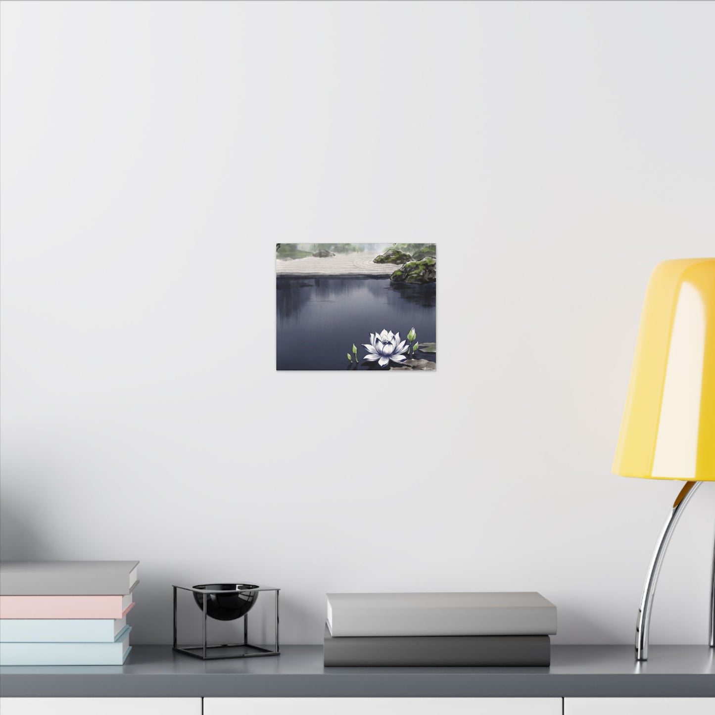 Lotus Flower Karesansui Canvas Art | Tranquil Zen Art