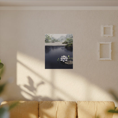Lotus Flower Karesansui Canvas Art | Tranquil Zen Art