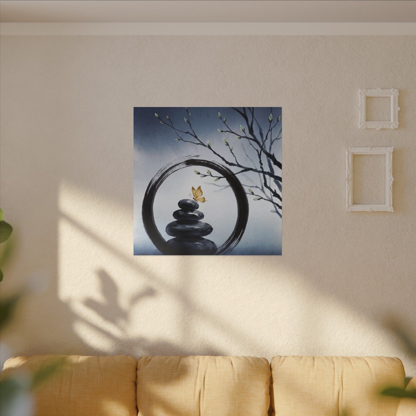 River Stones Spring Canvas Art | Zen Peaceful Design