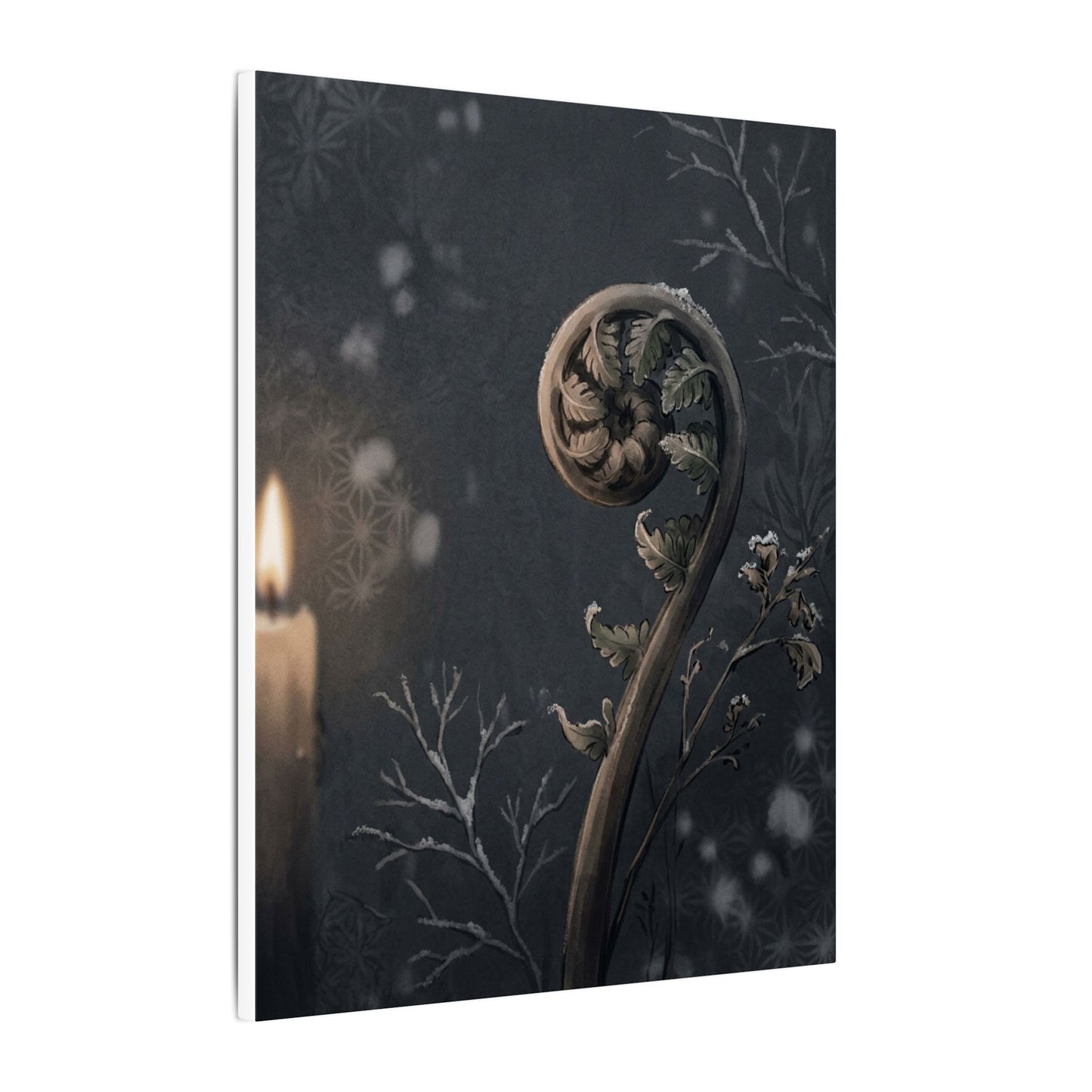 Candlelight Fern Unfurling Canvas Art - Japandi Ma