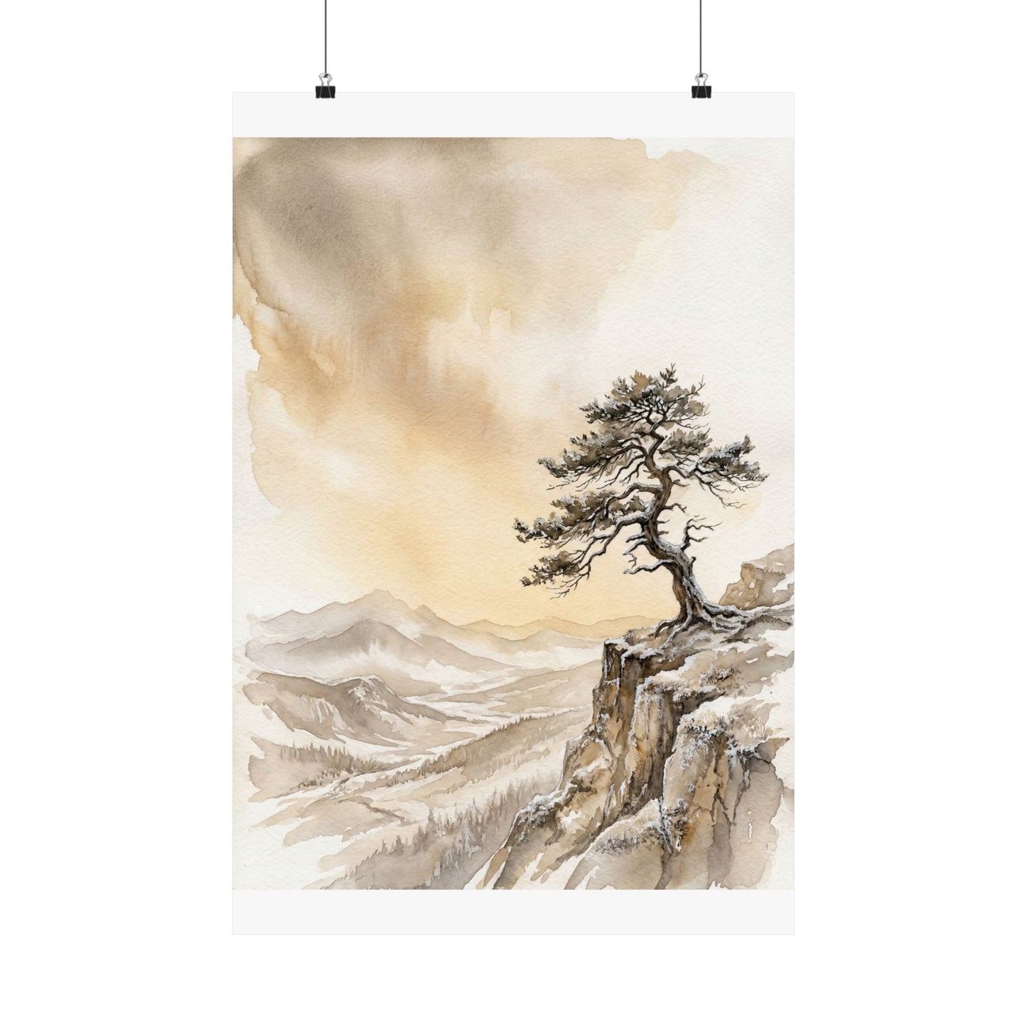 Ma Pine Tree Wall Art Print - Japandi Watercolor Art Print