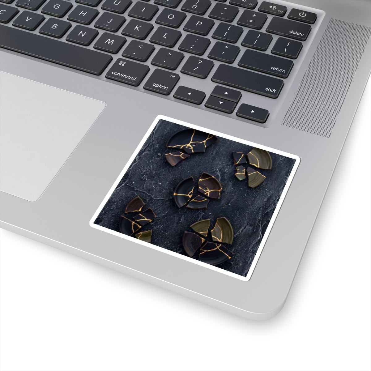 Broken Pottery Winter Sticker | Dark Japandi Moody Design