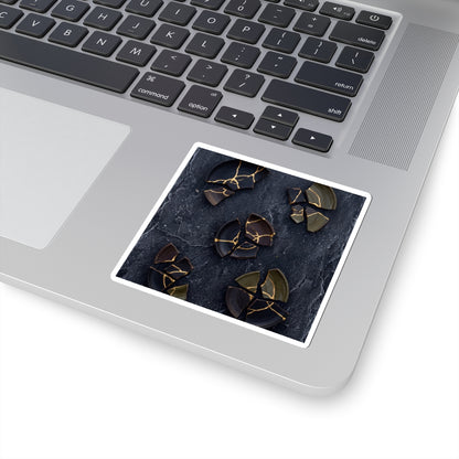 Broken Pottery Winter Sticker | Dark Japandi Moody Design