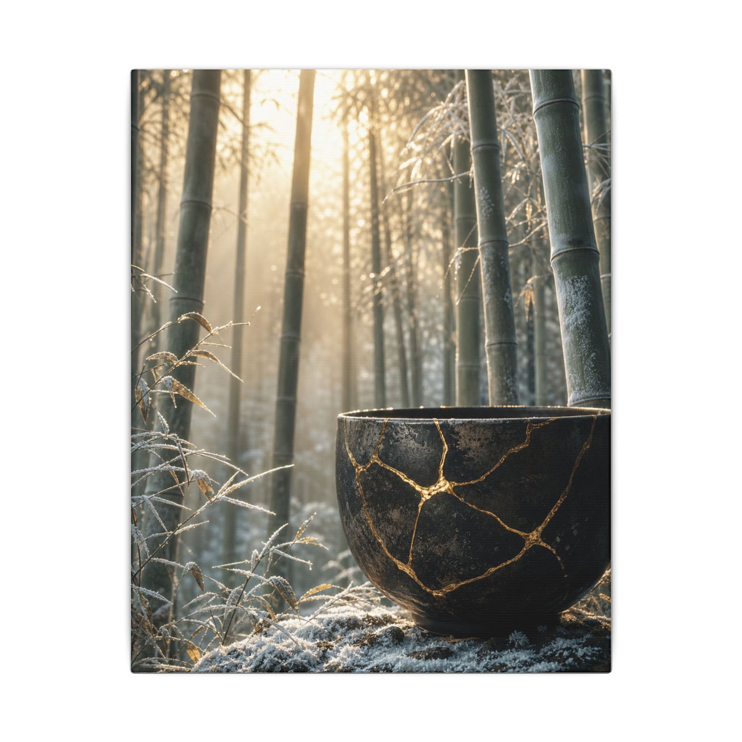 Fukinsei Bamboo Grove Canvas Art - Kintsugi Gold Repair