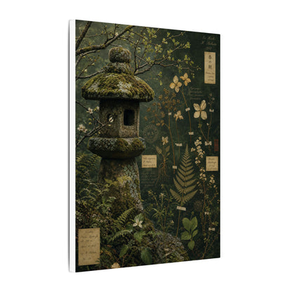 Spring Stone Lantern Herbarium Canvas Art | Nostalgic Decor