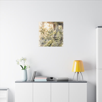 Earthy Stone Lantern Canvas Art - Watercolor Japandi