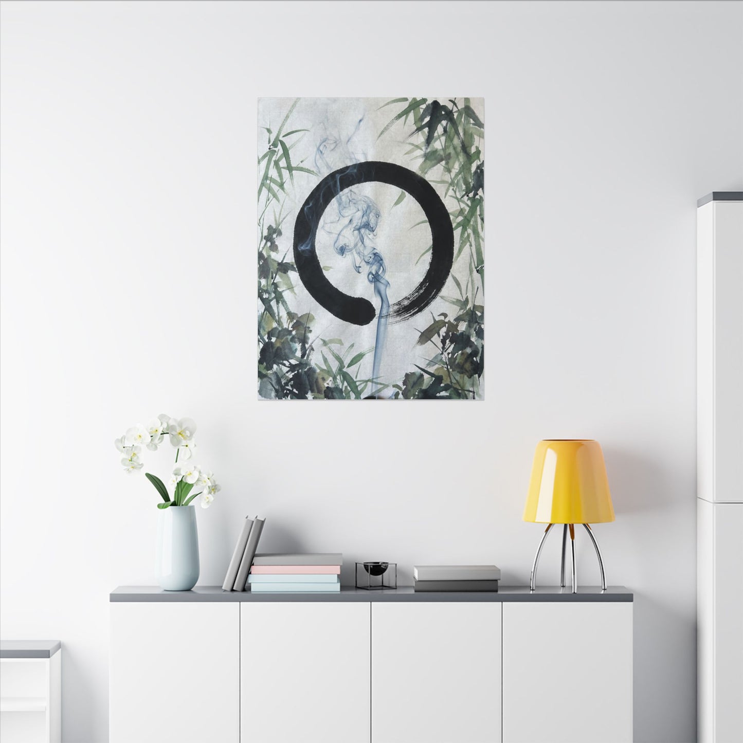 Zen Incense Smoke in Moonlight | Enso Canvas Art