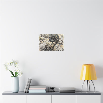 Japandi Fern Unfurling in Golden Hour | Watercolor Canvas Art