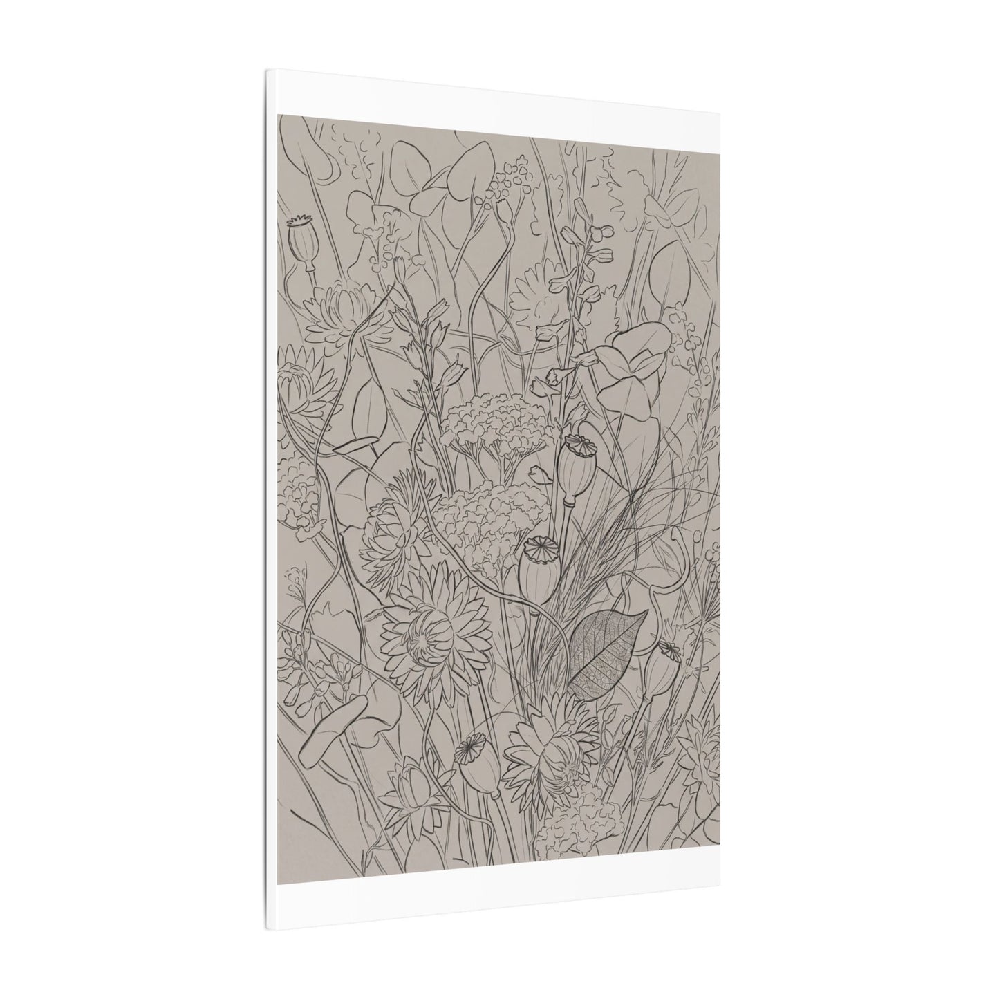 Summer Dried Flowers Minimal Line Canvas Art | Elegant Decor