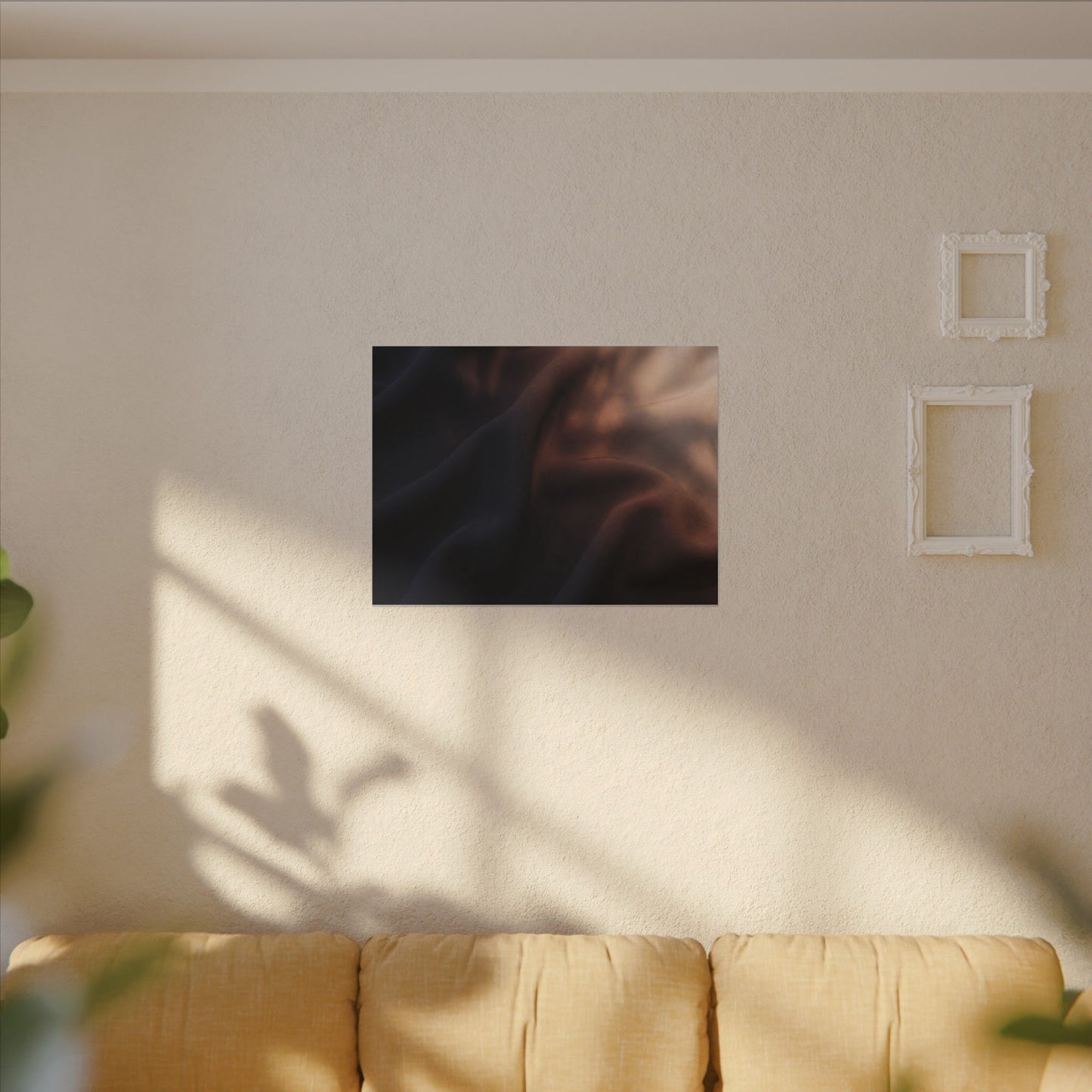 Dark Japandi Silk Drape in Dawn | Shadow Zen Canvas Art