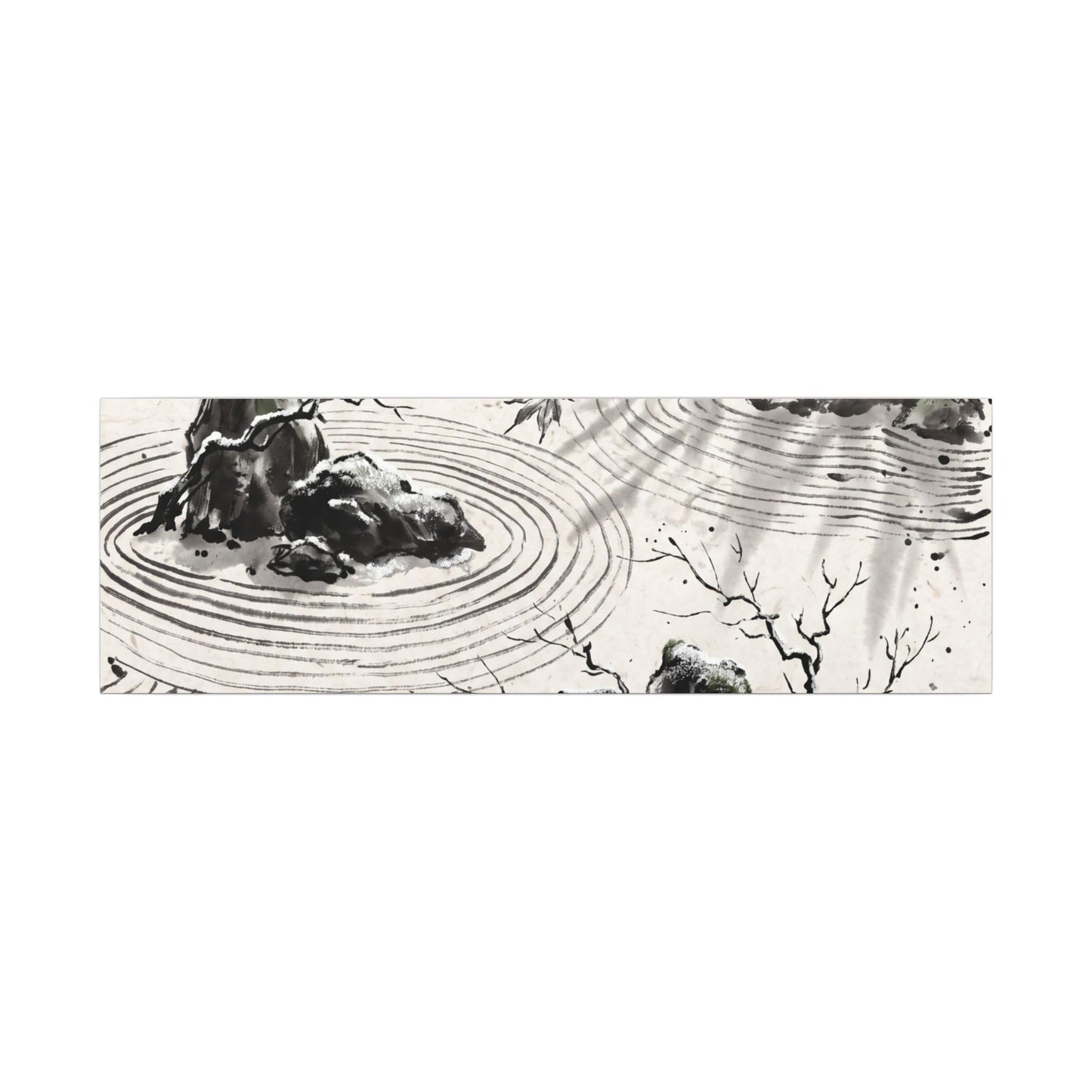 Rock Garden Canvas Art | Winter Zen Sumi E Art