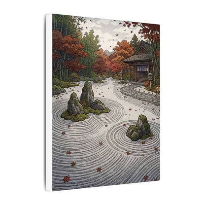 Autumn Rock Garden Ukiyo E Inspired Canvas Art | Peaceful Decor
