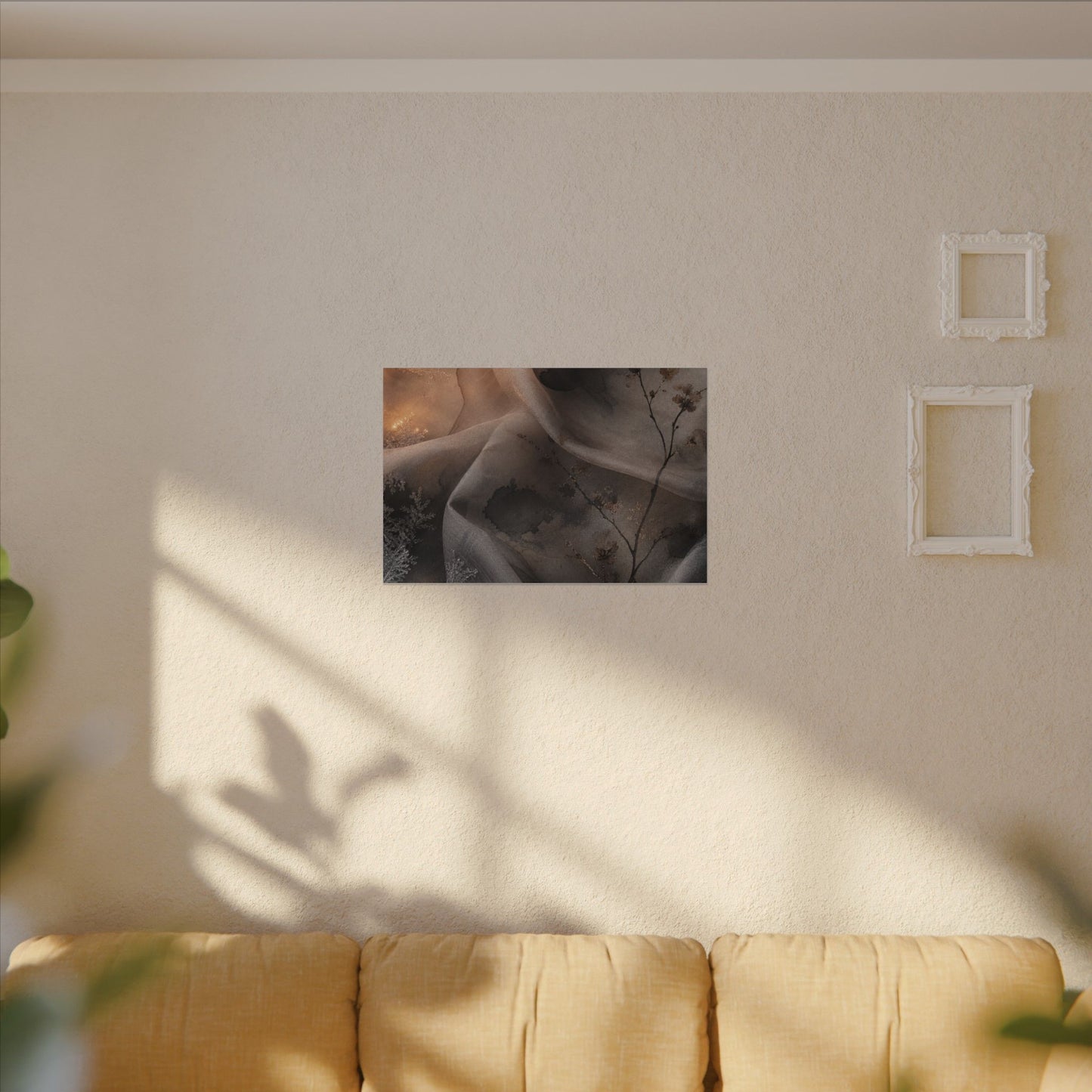 Japandi Silk Drape in Candlelight | Watercolor Canvas Art