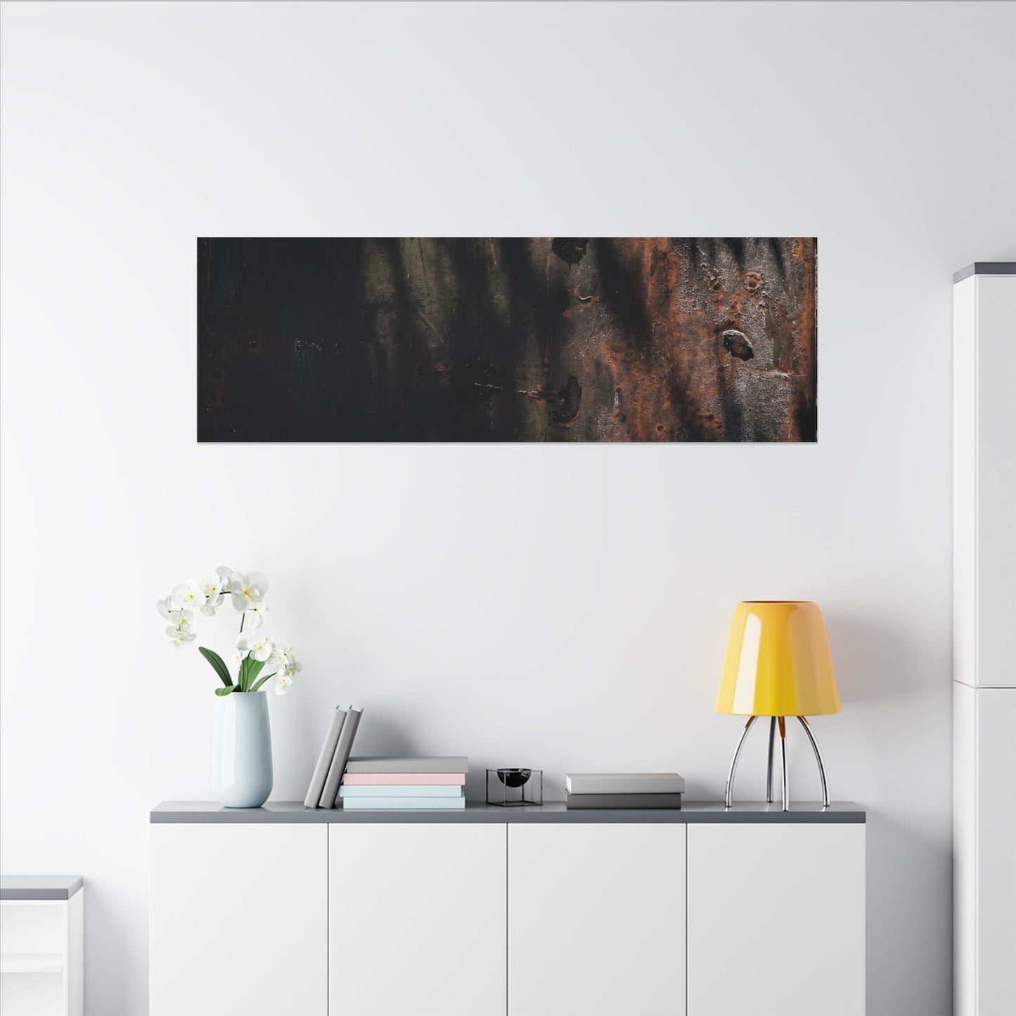 Rust Patina Shadow Zen Canvas Art | Luxurious Dark Japandi Art
