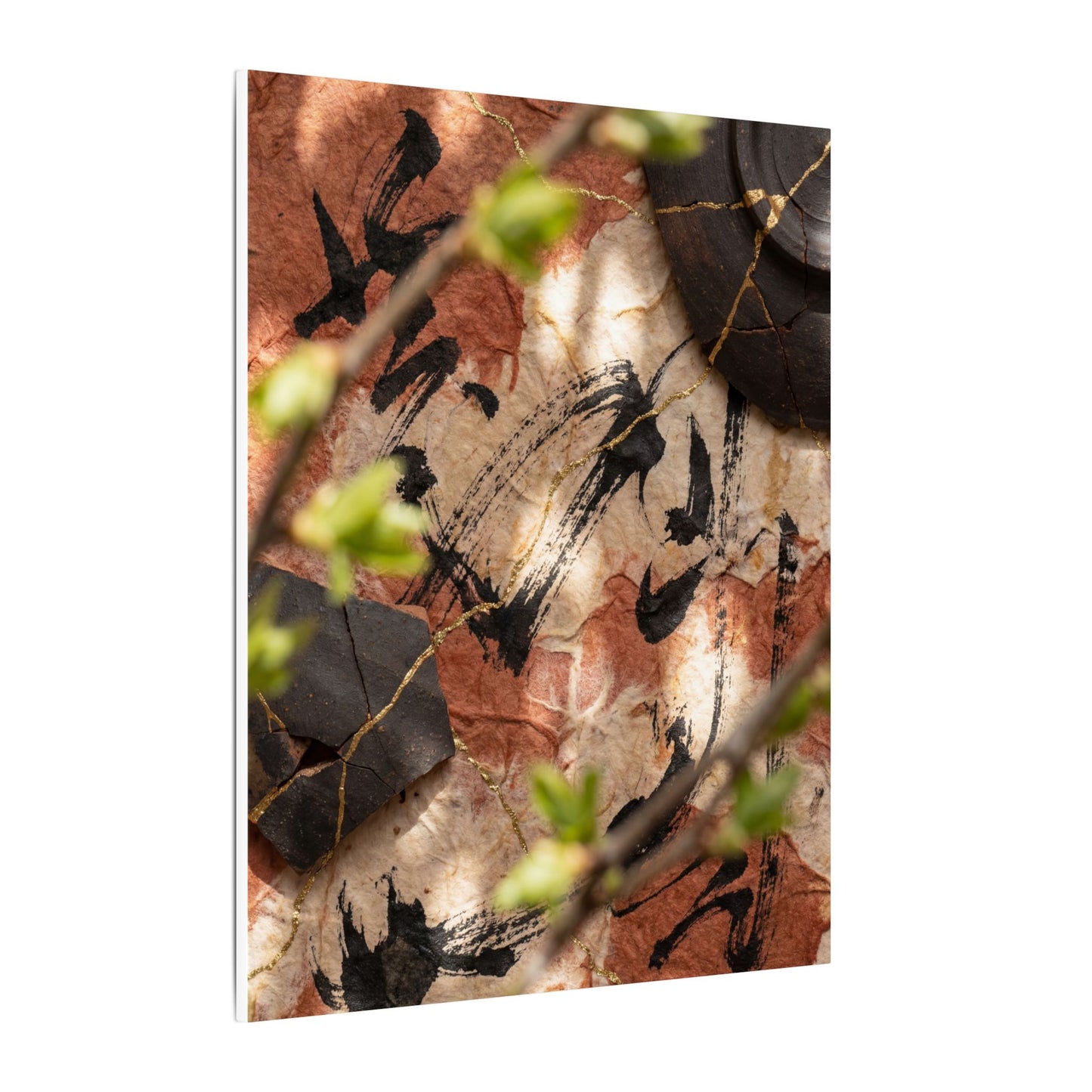 Datsuzoku Ink Brushstroke Canvas Art - Kintsugi Gold Repair