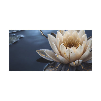 Beautiful Lotus Flower Canvas Art - Gold Vein Kintsugi