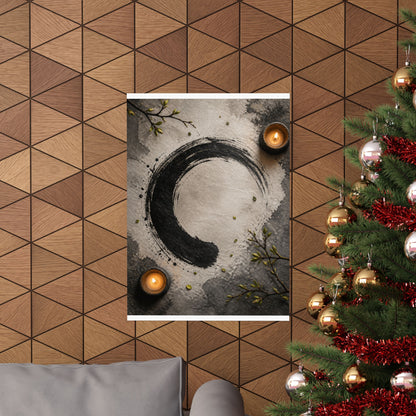 Peaceful Ink Brushstroke Wall Art Print - Enso Zen