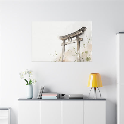 Fukinsei Torii Gate Canvas Art - Japandi Watercolor
