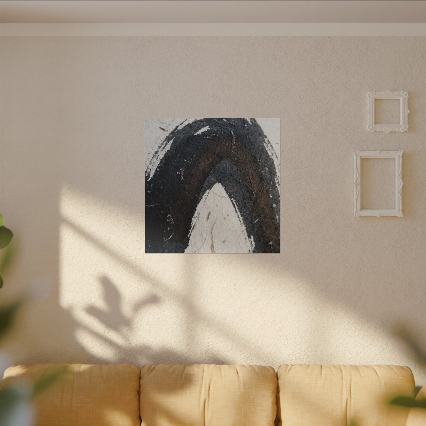 Moody Ink Brushstroke Canvas Art - Moody Minimal Dark Japandi