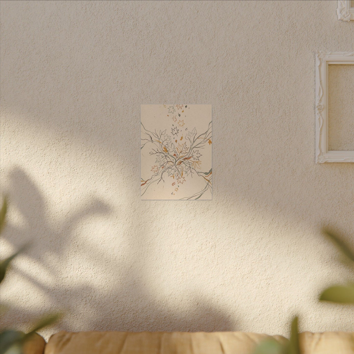 Warm Shadow Play Canvas Art - Minimal Line Japandi