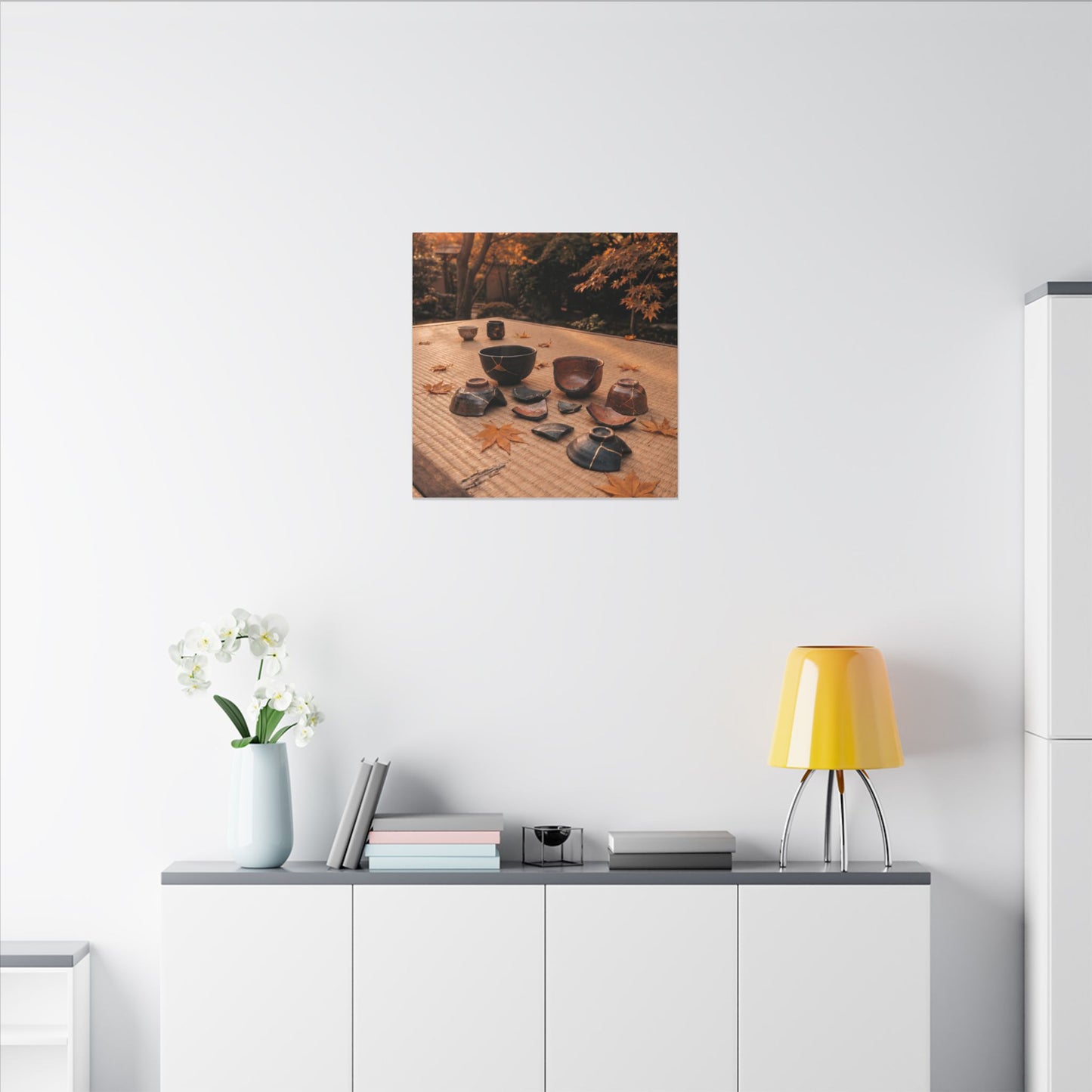 Golden Hour Tea Ceremony Canvas Art - Kintsugi Shibui