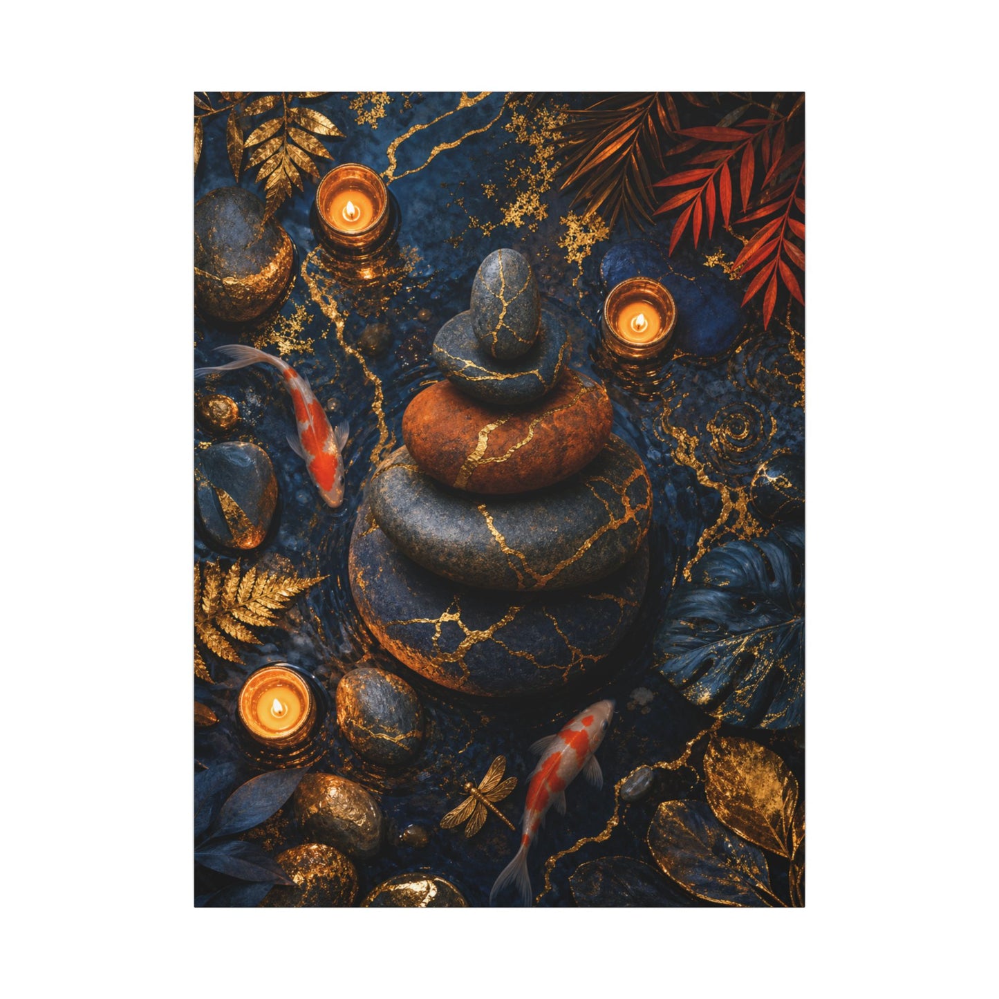 Summer River Stones Gold Vein Canvas Art | Resilient Decor