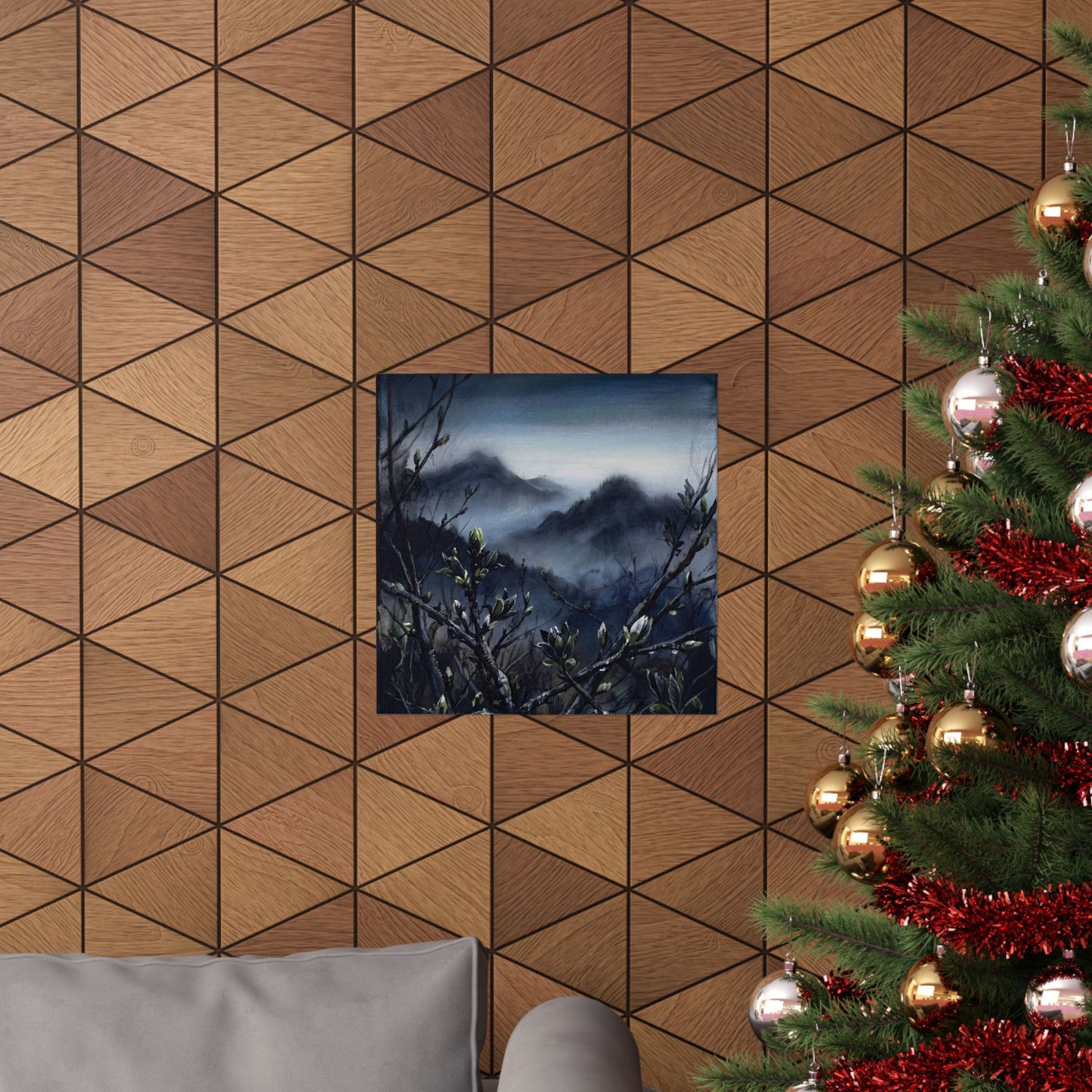 Mountain Mist Wall Art Print | Spring Dark Japandi Dark Texture Art