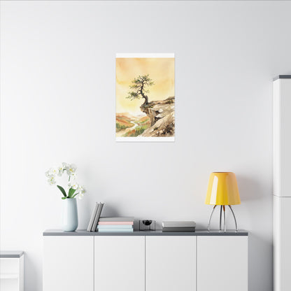 Golden Hour Pine Tree Canvas Art - Japandi Fukinsei