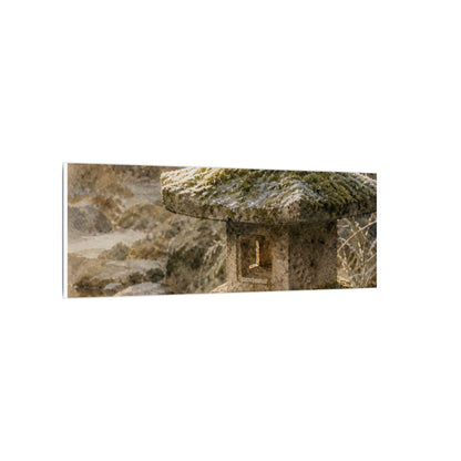 Winter Stone Lantern Watercolor Canvas Art | Earthy Decor