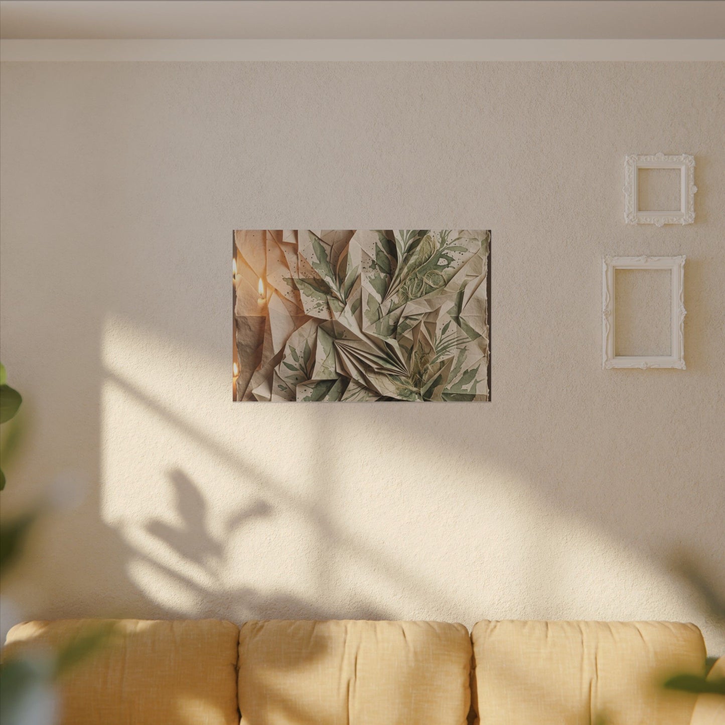 Japandi Paper Fold in Candlelight | Texture Canvas Art